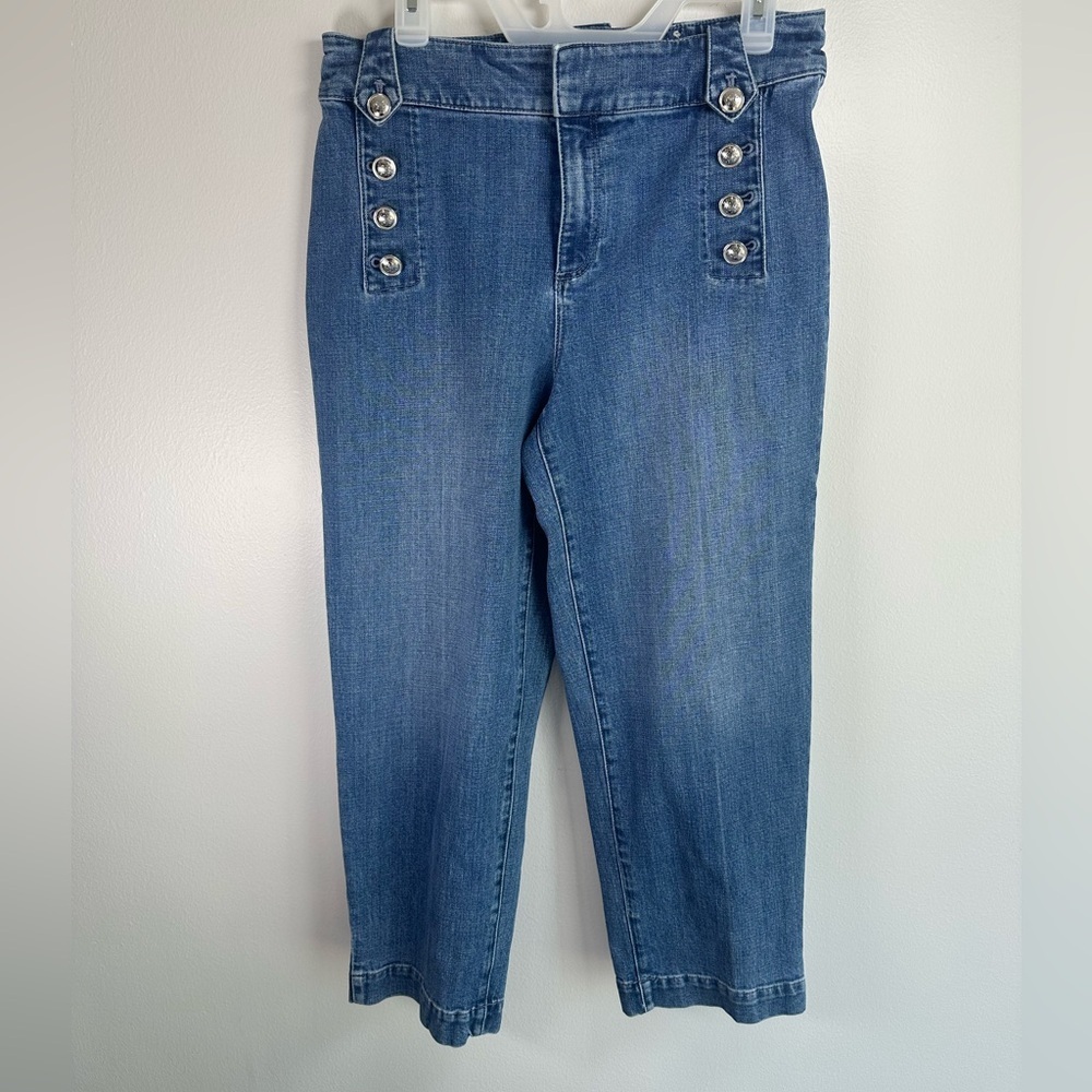 Talbots Blue Ankle Cropped Sailor Jeans Size 10 - Picture 2 of 9